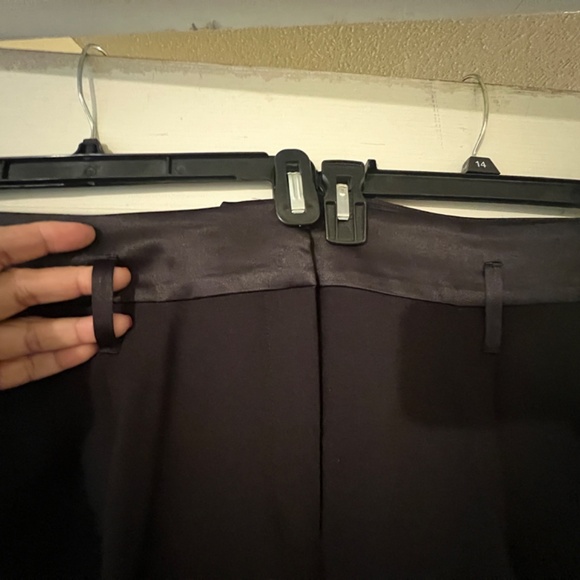 H&M WOMENS SIZE 20 BLACK PLEATED TUXEDO PANTS  SATIN STRIPE + WAISTBAND - Picture 6 of 13